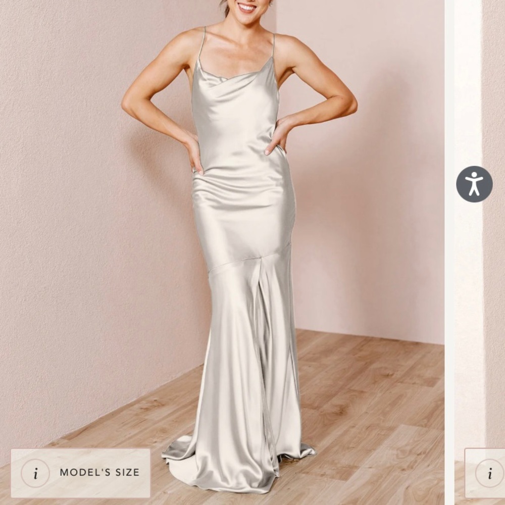 Revelry Kimora Satin Soft Champagne Bridesmaid Dress